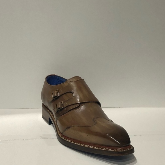 Emilio Franco shoes double monk strap taupe 9 - Picture 1 of 5